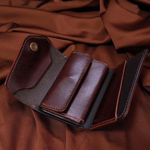 右利き用]三つ折りミニ財布／木目調染め 三つ折り財布 campi craft