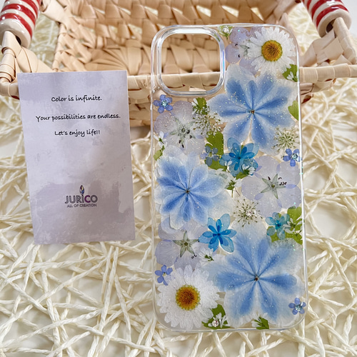 花陽のスマホケース 紫陽花の花模様』♬iPhone/android 多機種対応 クリアケース