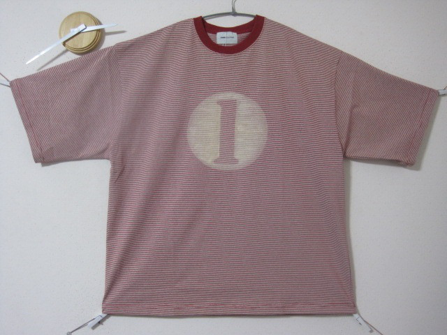 1点　ピンボーダー　日の丸ナンバー【1】リンガー　レッド　 　オーバーサイズ／国旗／ボーダー／爽／スポーツ／ビック