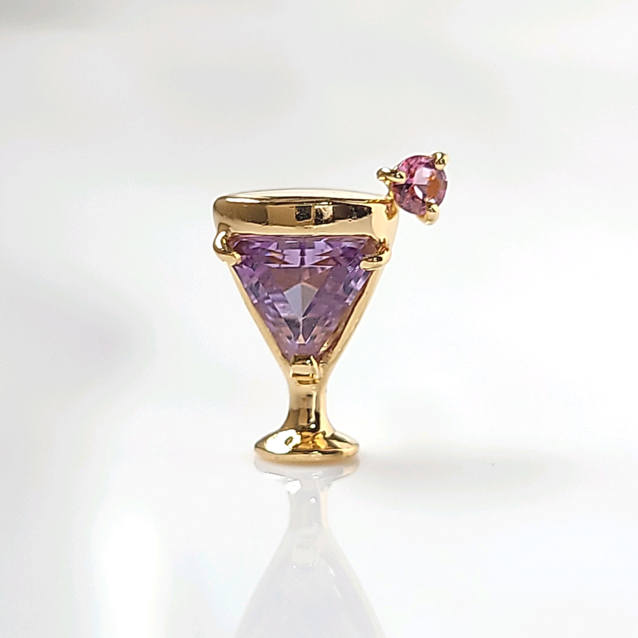 天然石のカクテルピアス(ヴァイオレットフィズ)　アメシスト　ピンクトルマリン