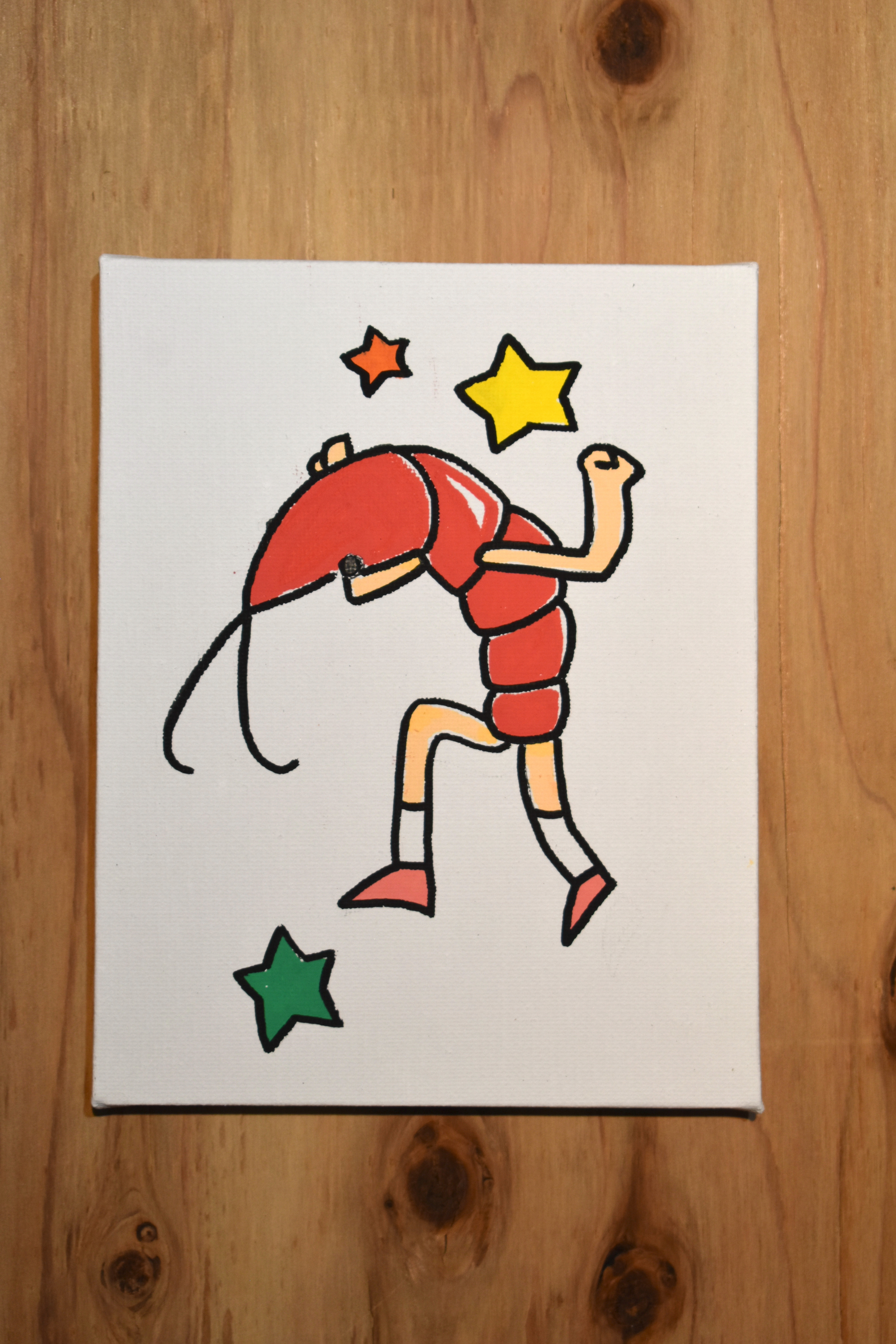 錆を使用した珍しいエビの油絵【海老の絵画】1点物の原画/作者サイン入り/額縁付属 海老原 昭治 画伯】_絵画_油絵_肉筆油絵_『磐梯秋色』_真作