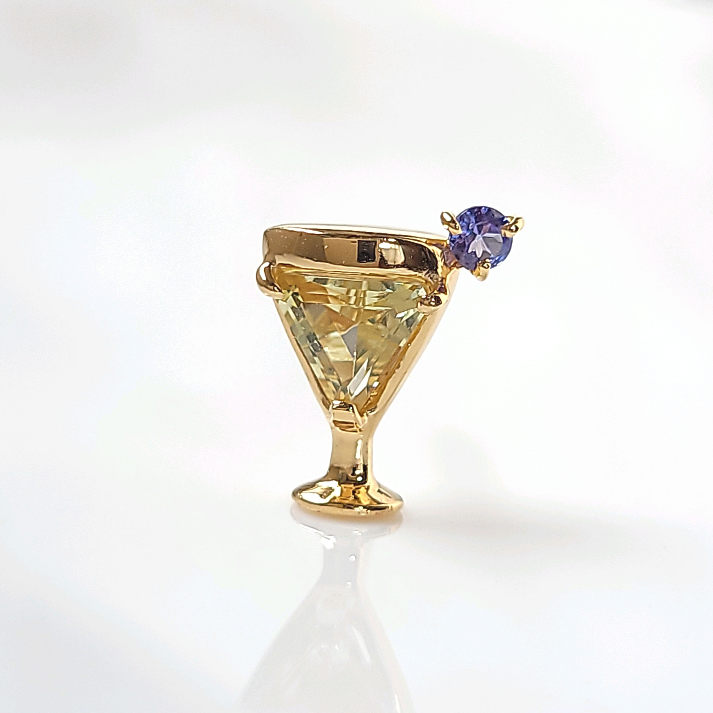 天然石のカクテルピアス(ソルティドッグ)　レモンクォーツ　タンザナイト 14,454円