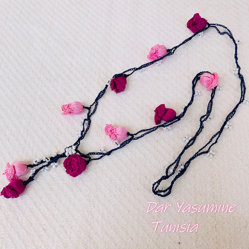 トルコ刺繍　ピンク花　ネックレス　ピアス トルコ刺繍 ピンク花 ネックレス ピアス