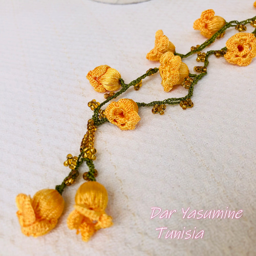トルコ伝統工芸 oya刺繍ネックレス すずらんのように可憐に ネックレス
