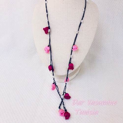 トルコ伝統工芸 oya刺繍ネックレス すずらんのように可憐に ネックレス