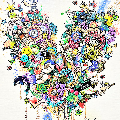 流行り の ブランド - 2024年おすすめのアイテム満載 手描き絵画 アクリル画 心を満たすハートの絵 絵画 inabayuka 絵画