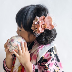 七五三 髪飾り 3歳 7歳 胡蝶蘭 髪かざり 浴衣 夏祭り 753 袴 ブラウン