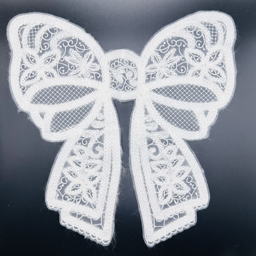 シンプルリボンアップリケ【オーダー詳細】 刺繍ミニワッペン りぼん 7色セット ・ リボン ワンポイント 総刺繍