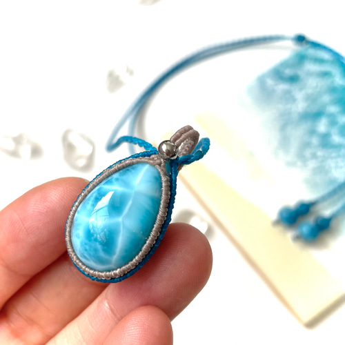 とびきりブルー！ラリマーの天然石マクラメネックレス ネックレス