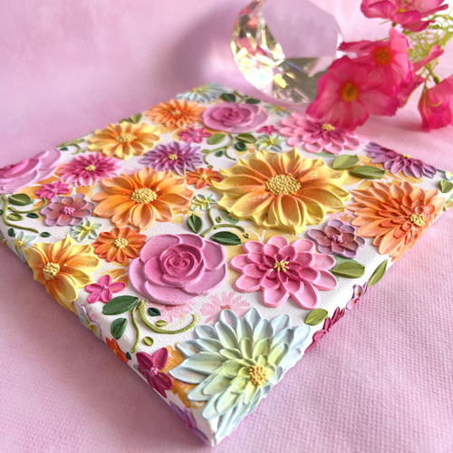 フラワーテクスチャーアート 絵画 アートパネル フラワーアート