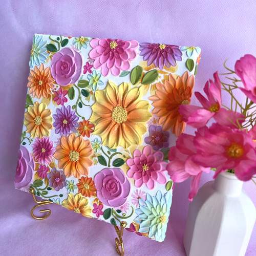 フラワーテクスチャーアート 絵画 アートパネル フラワーアート