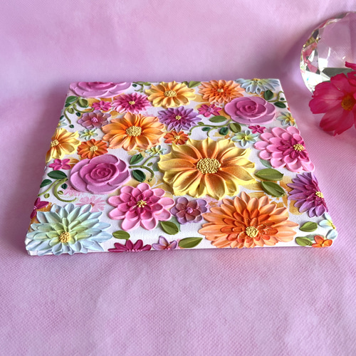 フラワーテクスチャーアート 絵画 アートパネル フラワーアート