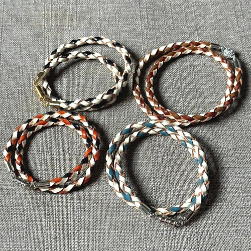 オーダーメイド】☆アクセント☆ブレスレット太め ダブル巻 革紐3mm