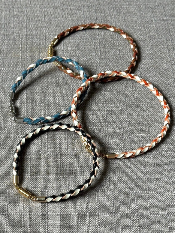 オーダーメイド】☆アクセント☆ブレスレット太め シングル革紐3mm