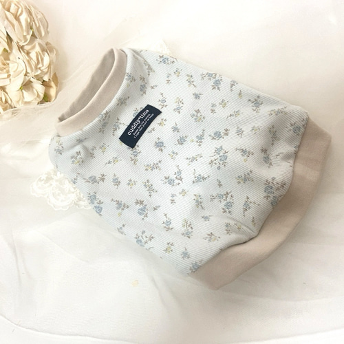 ハンドメイド犬服 【再販】ふんわりタンクトップ リブニット☆お袖変更