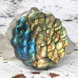 天然石ラブラドライト 九尾 妖精キツネ ラブラドライト 九尾の狐 貫通