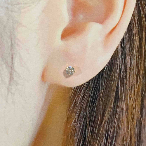 地金* 18金【シンプル一粒ZCスタッドピアス】イエローゴールド 地金* 18金【シンプル一粒ZCスタッドピアス】イエローゴールド
