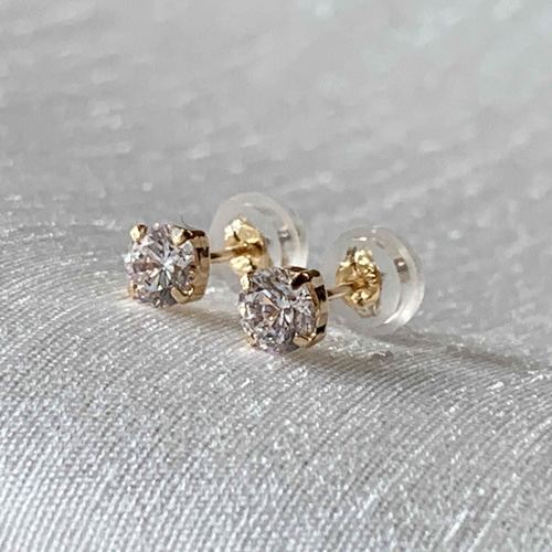 地金* 18金【シンプル一粒ZCスタッドピアス】イエローゴールド 地金* 18金【シンプル一粒ZCスタッドピアス】イエローゴールド