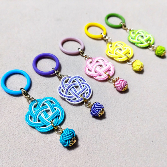 水引 アンブレラマーカー 【梅結び＆あわじ玉】 目印アクセサリー 傘