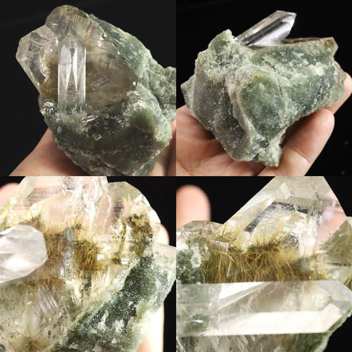 マニハール産 ヒマラヤ 水晶 ゴールドルチル クローライト入り