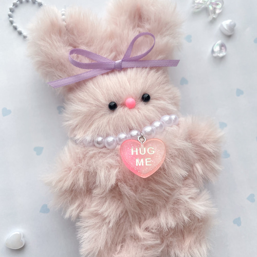 モールドールうさぎキーホルダー♡ベビーピンク(完成品