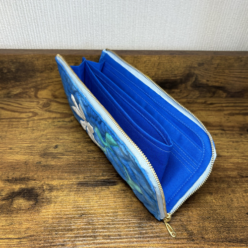 L字ファスナー長財布 エメラルド色のホヌ【再販】ハワイアンキルト 長