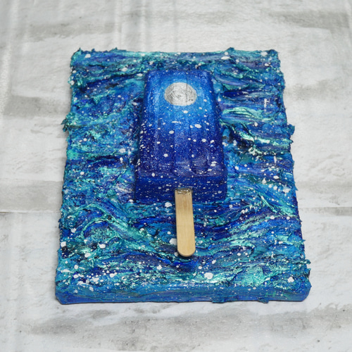 油絵 油彩 油彩画 絵 絵画【海雪の月の解けないアイスキャンディー】 油絵 油彩 油彩画 絵 絵画【海雪の月の解けないアイス