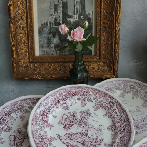 りんごのお花柄デザートプレート♪ 20.5㎝ K&G Luneville