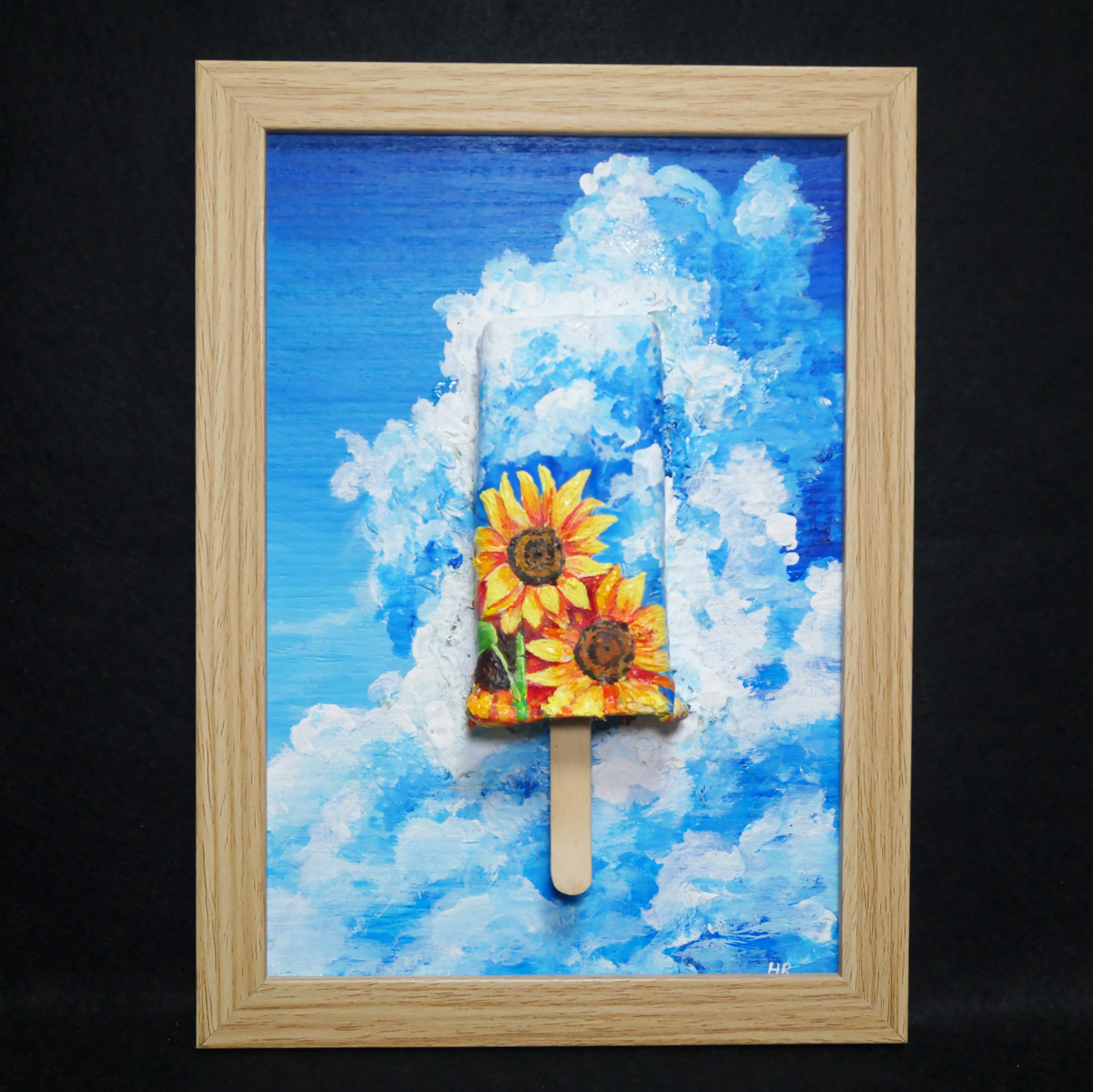 油絵 油彩 油彩画 絵 絵画【青空と雲とひまわりの解けないアイスキャンディー】 絵 油絵 絵画【青空と雲とひまわりの解けないアイスキャンディー】 油彩画 油彩