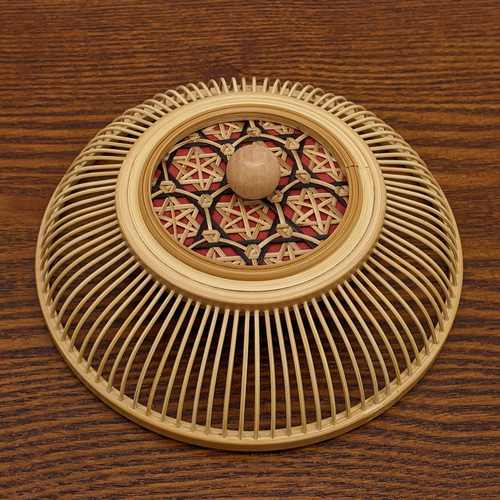 菓子器（小） 蓋付き赤レザー南京編 小物入れ キャンディーボックス