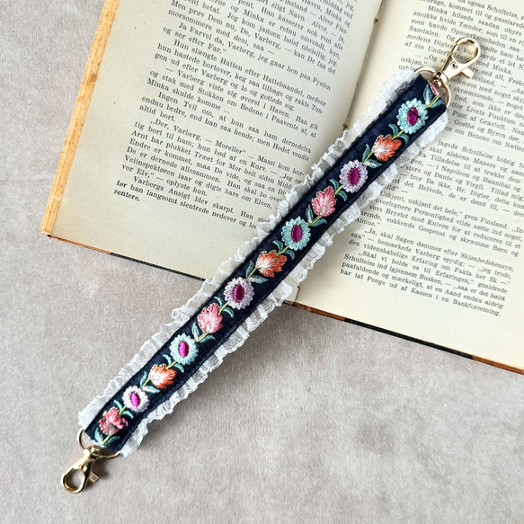 印度刺繡絲帶手帶、短帶、智慧型手機吊帶、Kokkuri 5 種平靜顏色 第12張的照片