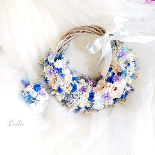 ♡受注対応♡プリザーブドフラワーリースブーケ ウェディングリース