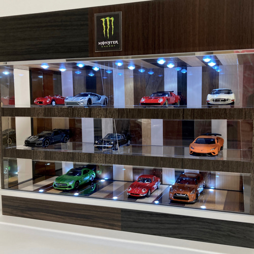 1/64展示可・ランダム木・3層式ディスプレーBOX / LED20灯 1/64展示可・ランダム木・3層式ディスプレーBOX / LED20灯