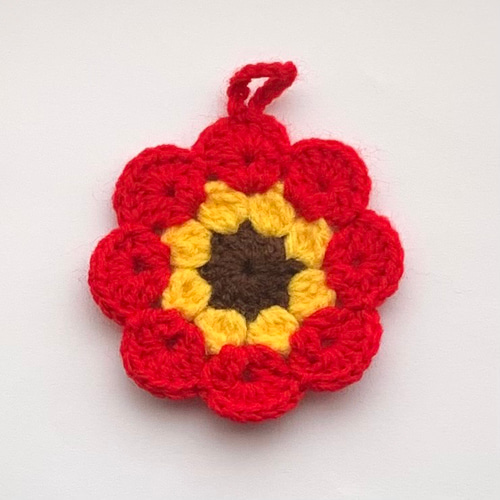 送料込み》レトロポップなお花モチーフのエコたわし アクリルたわし 6