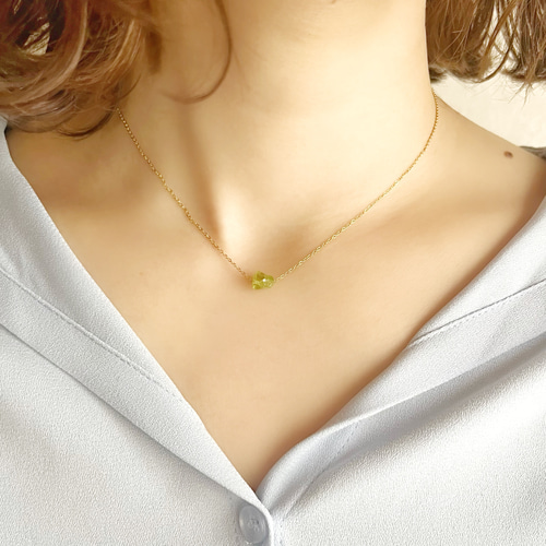 JORIE】一粒ペリドット 8月誕生石 ネックレス サージカルステンレス 