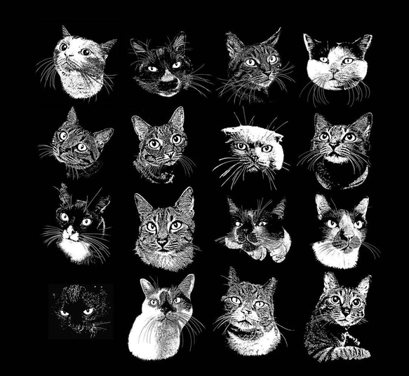 「うちの子」猫の手彫り細密版画オーダー(2枚セット) 6枚目の画像