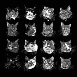 「うちの子」猫の手彫り細密版画オーダー(2枚セット) 4枚目の画像