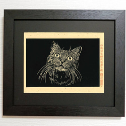 「うちの子」猫の手彫り細密版画オーダー(2枚セット) 8枚目の画像
