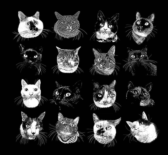 「うちの子」猫の手彫り細密版画オーダー(2枚セット) 5枚目の画像