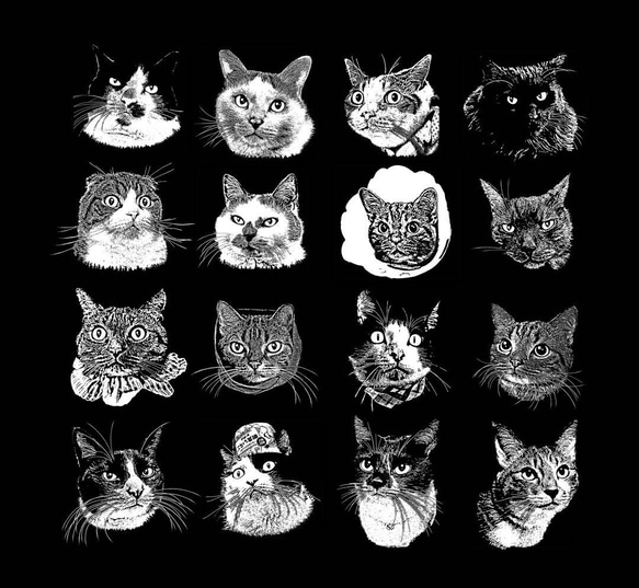 「うちの子」猫の手彫り細密版画オーダー(2枚セット) 7枚目の画像