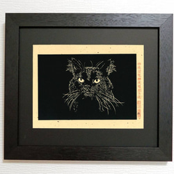「うちの子」猫の手彫り細密版画オーダー(2枚セット) 9枚目の画像