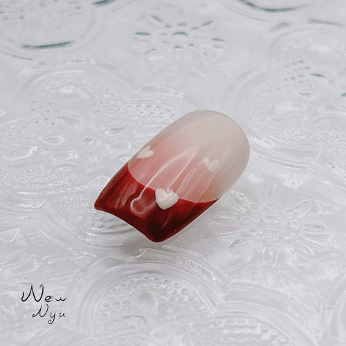 ネイルチップ/さくらんぼ/フルーツ/ピンク/赤/グラデーション