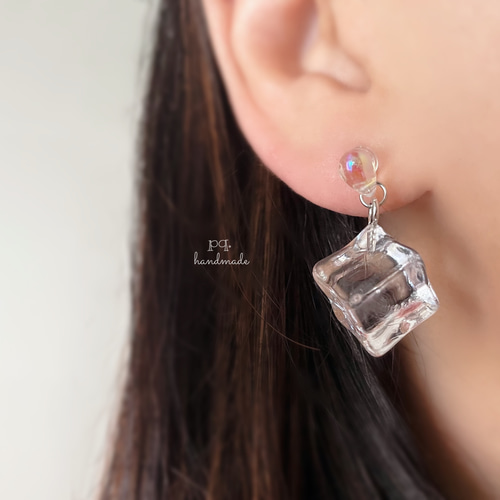 冷たい氷＊イヤリング イヤリング・ノンホールピアス pq. 通販