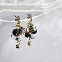 ダルメシアンジャスパー×もこもこピアス/イヤリング⑅*॰ॱ 3枚目の画像