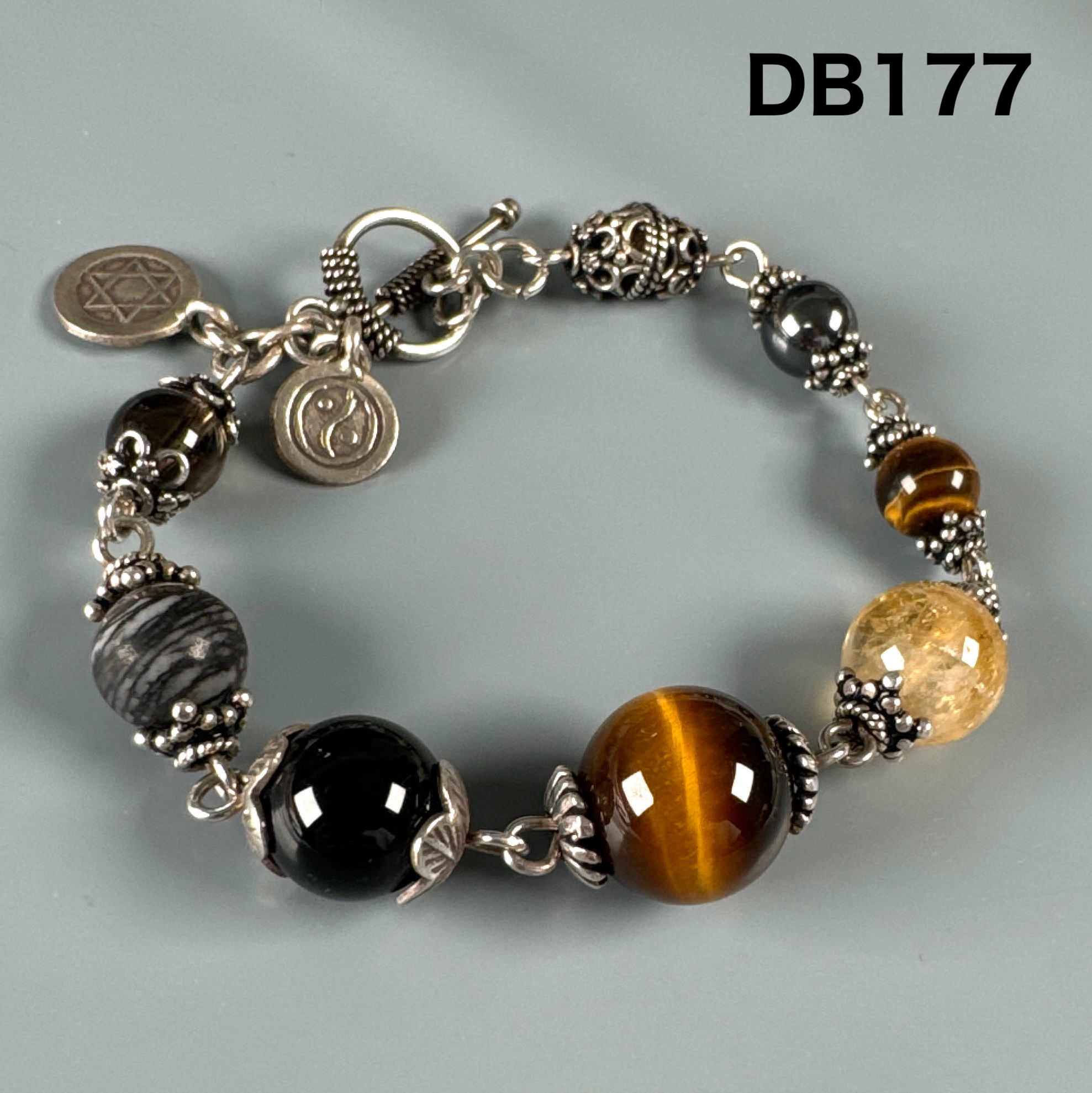 タイガーアイ シトリン オニキス シルバー925 ブレスレット DB177