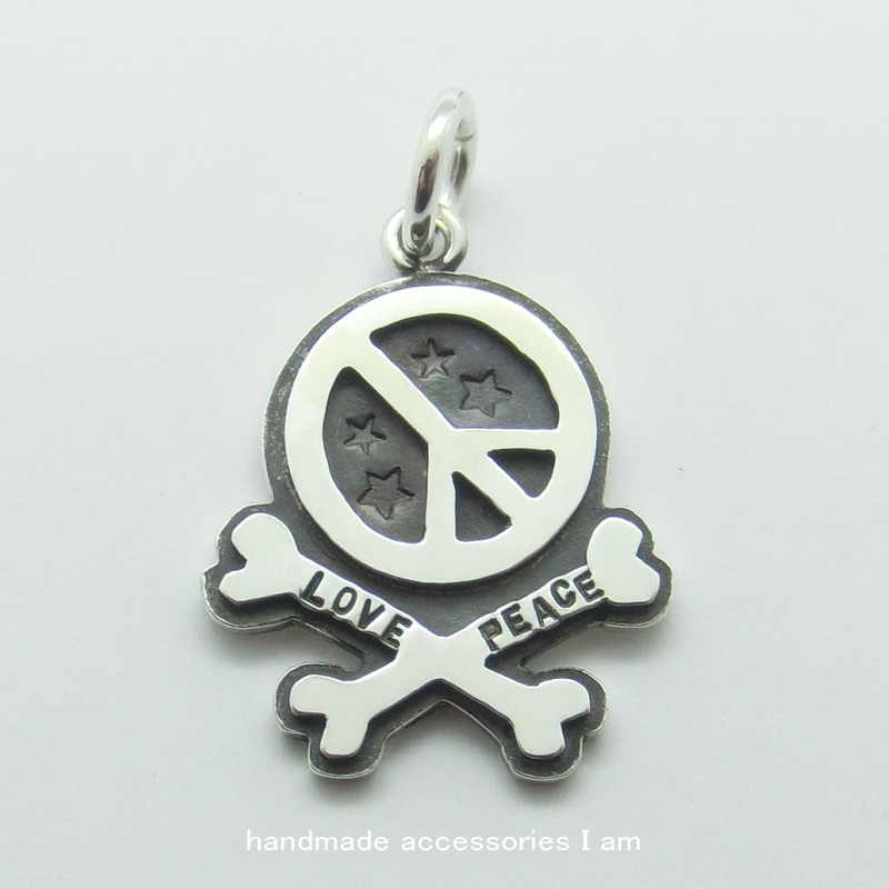 受注生産商品　ピースマーク＆クロスボーンペンダント　シルバー925　IP0651