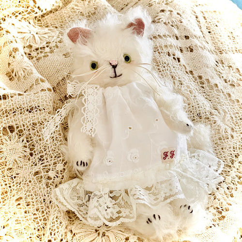 テディキャット ふわふわ白ねこちゃん テディベア ぬいぐるみ ぽぷり