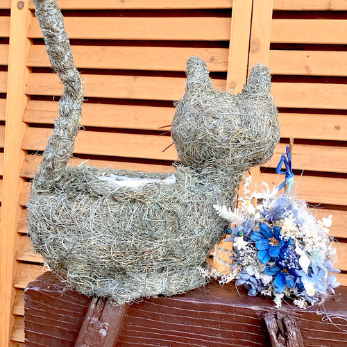 momom 0923様　ハロウィンバトンアレンジネコ17 オーダー品仏花 花ネコmini・ハロウィンパレード｜コスプレ猫のかわいい花☆