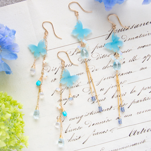 14kgfバイカラーイエローオニキスカービングピアス/イヤリング