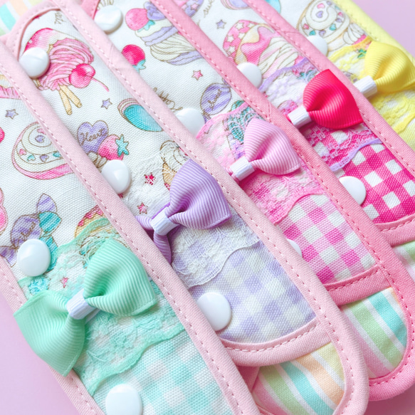 夏限定 水筒紐カバー 女の子 肩紐カバー ショルダー紐カバー イエロー かわいい リボン 入園入学 新学期 キルティング 4枚目の画像